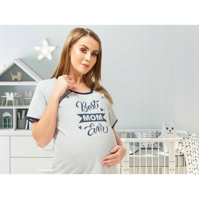 Qmini - Camasa de alaptat, L, Best Mom Ever, Grey BYNQM_24220_L
