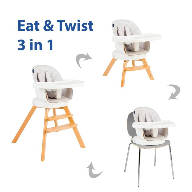 Scaun de masa 3 in 1 Juju Eat&Twist, Gri JUJJU1021-Grey