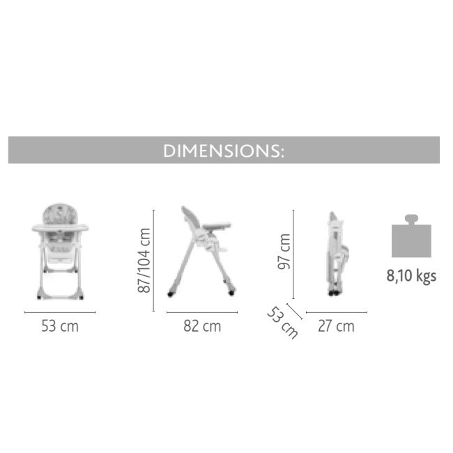 Scaun de masa Chicco Polly Easy, 4roti, Llama (Multicolor), 6+luni - CHC79565-8_LLAMA