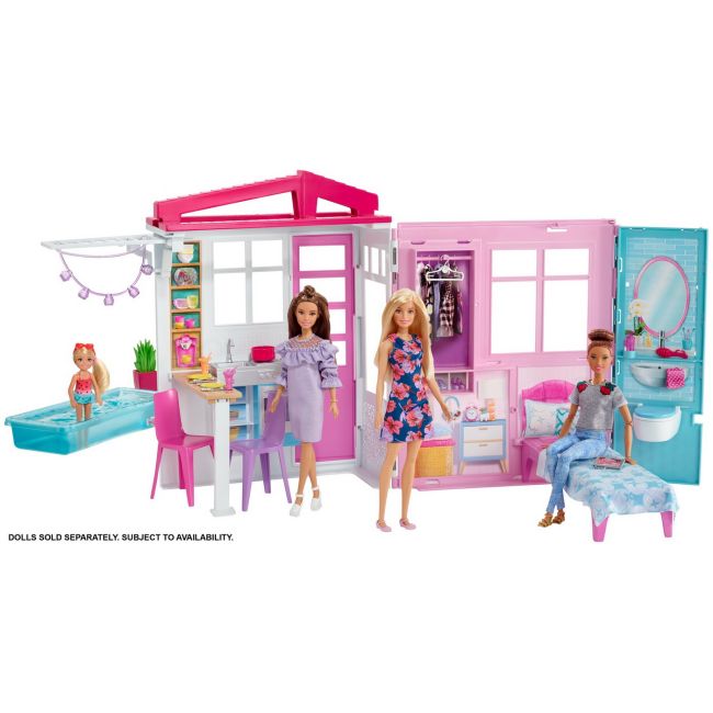 BARBIE CASA PORTABILA CU BUCATARIE DORMITOR BAIE SI PISCINA VIVMTDVX51_FXG54