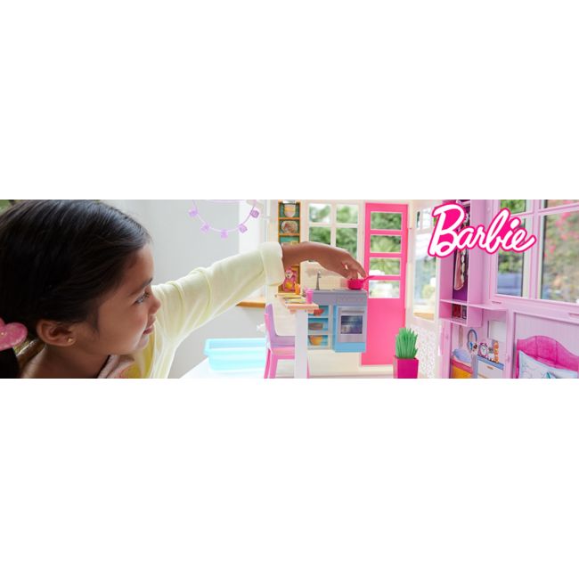 BARBIE CASA PORTABILA CU BUCATARIE DORMITOR BAIE SI PISCINA VIVMTDVX51_FXG54