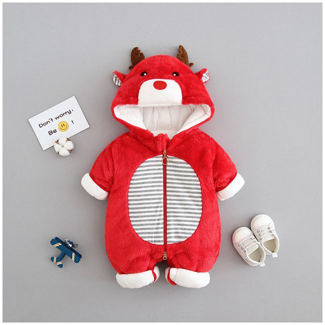 Combinezon plusat rosu - Red reindeer MD607-1