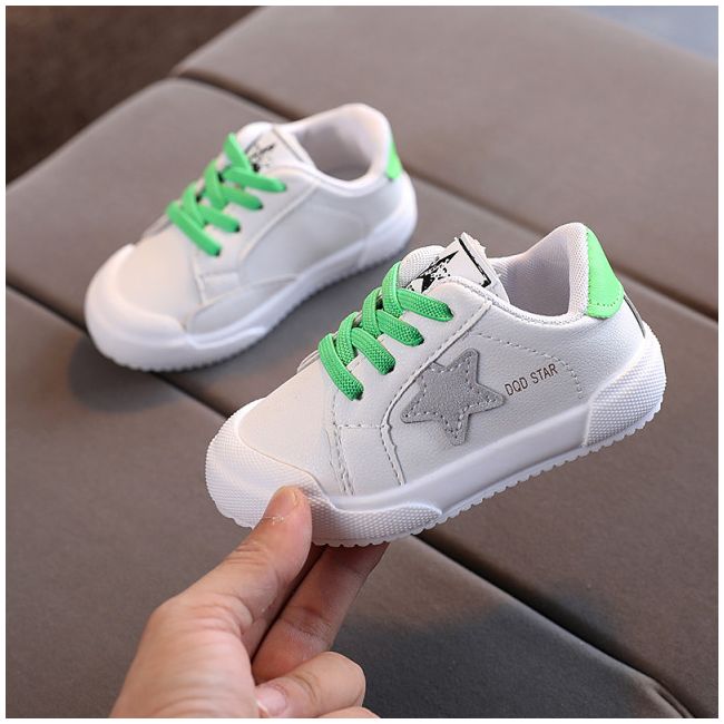 Adidasi albi cu sireturi verde neon - MBF35-1-p25.Marimea 23