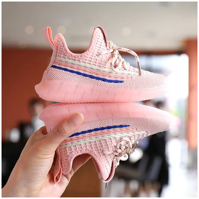 Adidasi roz cu dungi colorate pentru fetite MBYY-009-2-bo4