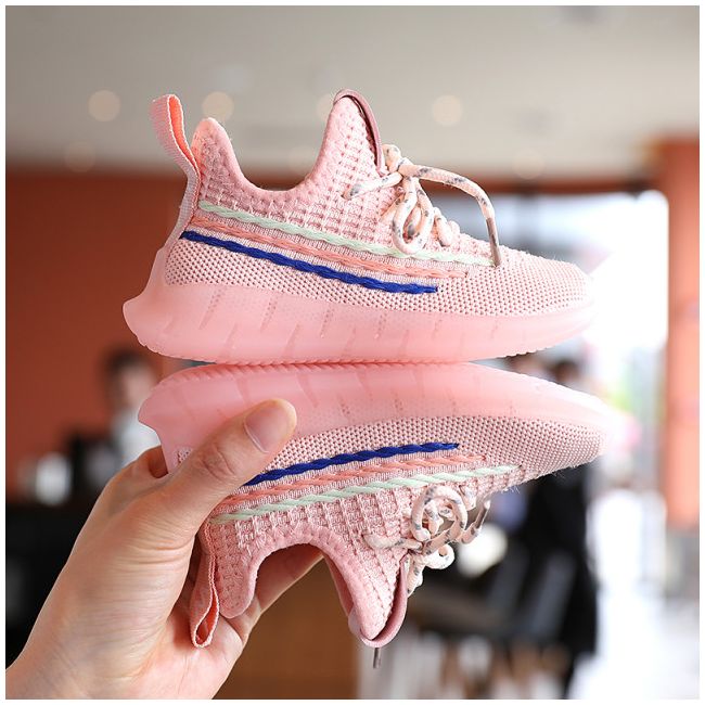 Adidasi roz cu dungi colorate pentru fetite MBYY-009-2-bo4.Marimea 26