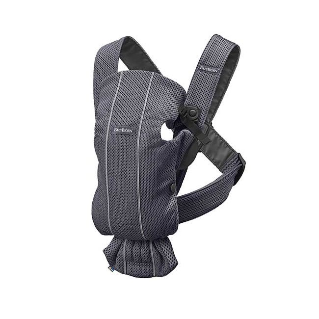 BabyBjorn - Marsupiu anatomic Mini, cu pozitii multiple de purtare – Anthracite, 3D Mesh BSAFE021013E1