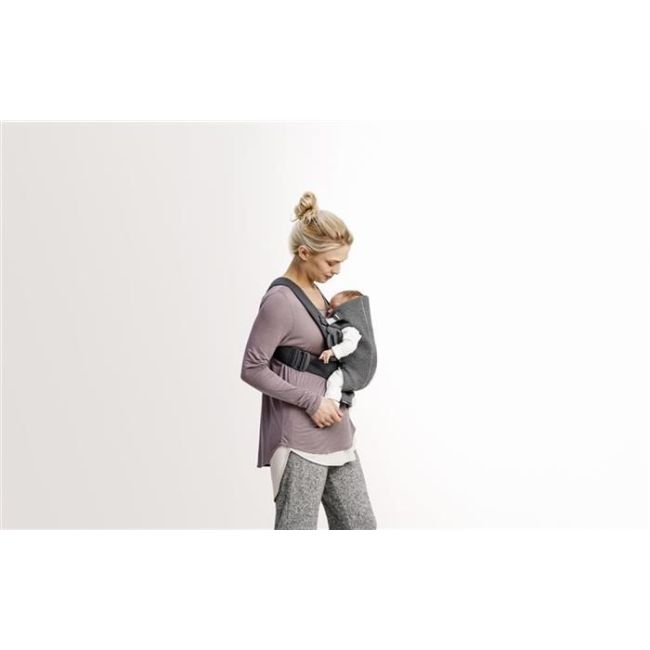 BabyBjorn - Marsupiu anatomic Mini, cu pozitii multiple de purtare – Dark Grey, 3D Jersey BSAFE021084E1