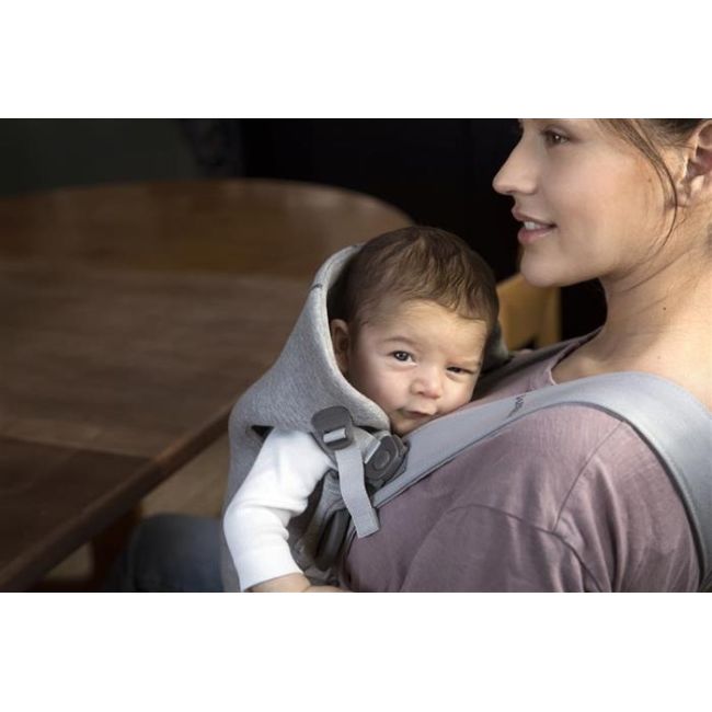 BabyBjorn - Marsupiu anatomic Mini, cu pozitii multiple de purtare – Light Grey, 3D Jersey BSAFE021072E1