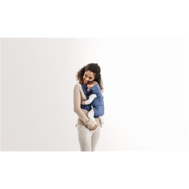 BabyBjorn - Marsupiu anatomic Mini, cu pozitii multiple de purtare – Vintage Indigo, Bumbac BSAFE021074E1