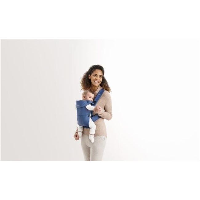 BabyBjorn - Marsupiu anatomic Mini, cu pozitii multiple de purtare – Vintage Indigo, Bumbac BSAFE021074E1