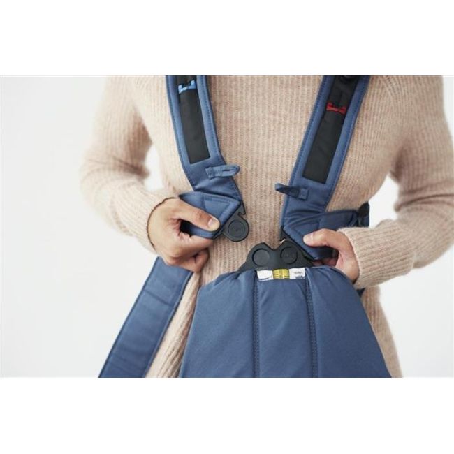 BabyBjorn - Marsupiu anatomic Mini, cu pozitii multiple de purtare – Vintage Indigo, Bumbac BSAFE021074E1