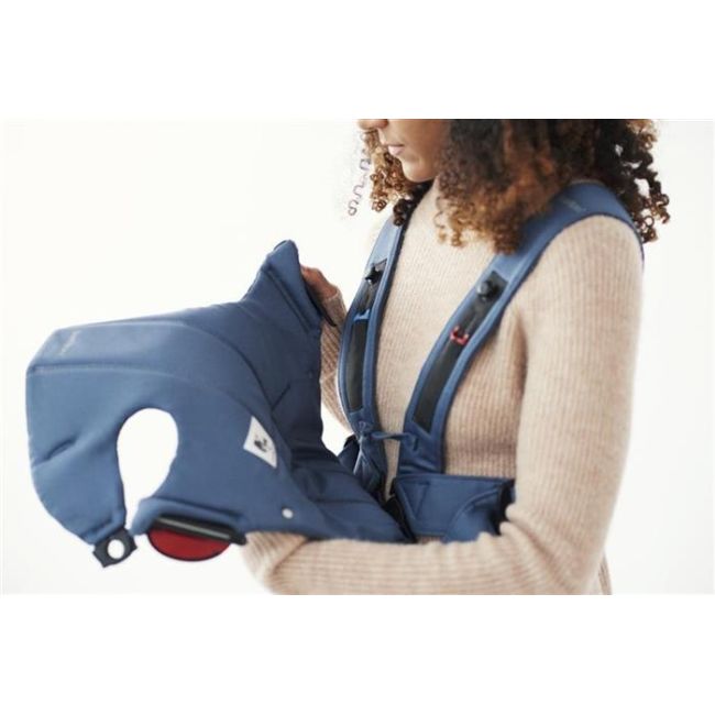 BabyBjorn - Marsupiu anatomic Mini, cu pozitii multiple de purtare – Vintage Indigo, Bumbac BSAFE021074E1