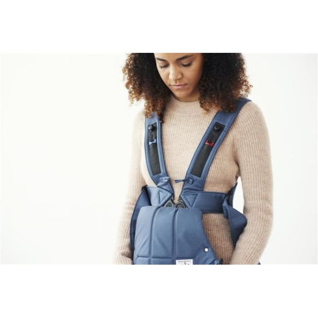 BabyBjorn - Marsupiu anatomic Mini, cu pozitii multiple de purtare – Vintage Indigo, Bumbac BSAFE021074E1