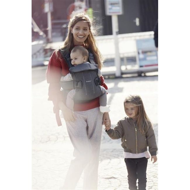 BabyBjorn - Marsupiu anatomic One, cu pozitii multiple de purtare Denim grey, Bumbac BSAFE098094E1