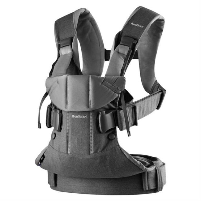 BabyBjorn - Marsupiu anatomic One, cu pozitii multiple de purtare Denim grey, Bumbac BSAFE098094E1