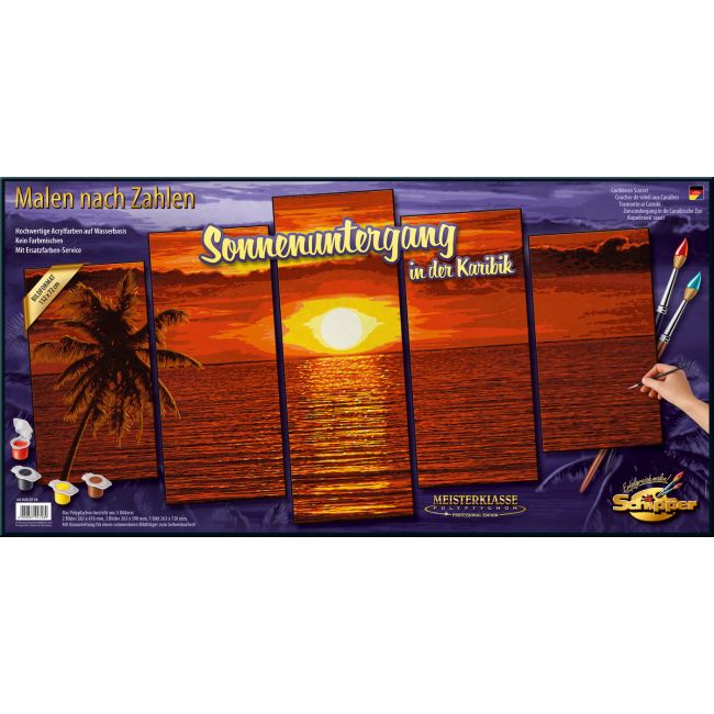 KIT PICTURA PE NUMERE SCHIPPER APUS IN CARAIBE, 5 TABLOURI VIV609450728