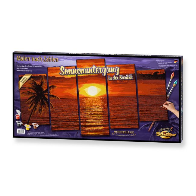 KIT PICTURA PE NUMERE SCHIPPER APUS IN CARAIBE, 5 TABLOURI VIV609450728