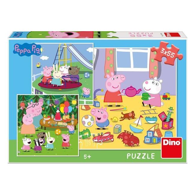 Puzzle 3 in 1 - purcelusa peppa in vacanta (3 x 55 piese)