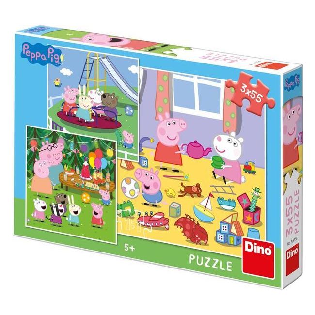 Puzzle 3 in 1 - purcelusa peppa in vacanta (3 x 55 piese)