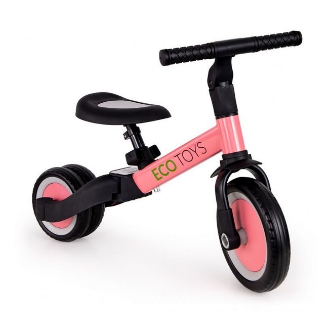 Tricicleta echilibru cu pedale ecotoys tr001, 4 in 1, roz edeeditr001pink