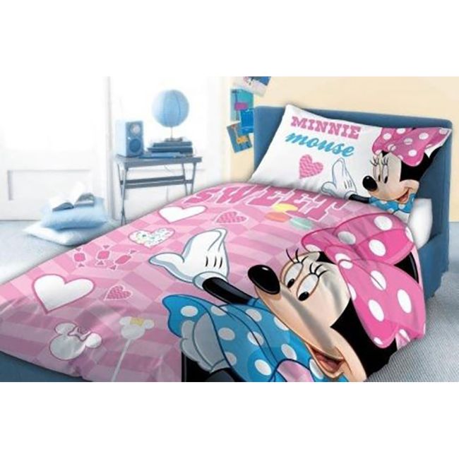 Set lenjerie pat copii Minnie Sweet 100x135 + 40x60 SunCity FRA541843 BBJFRA541843_Roz