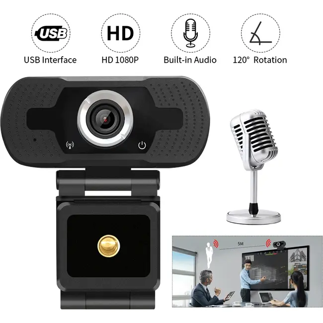 Camera Web 1080P, USB 2.0, FullHD, Trepied inclus In One IO0037 BBJIO0037_Negru