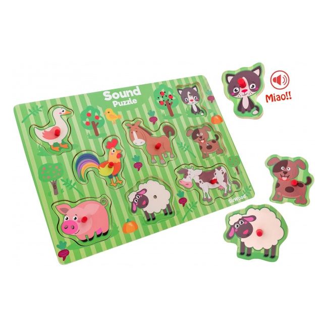 Puzzle animale cu sunete Globo Legnoland 8 piese - SOLGL39936