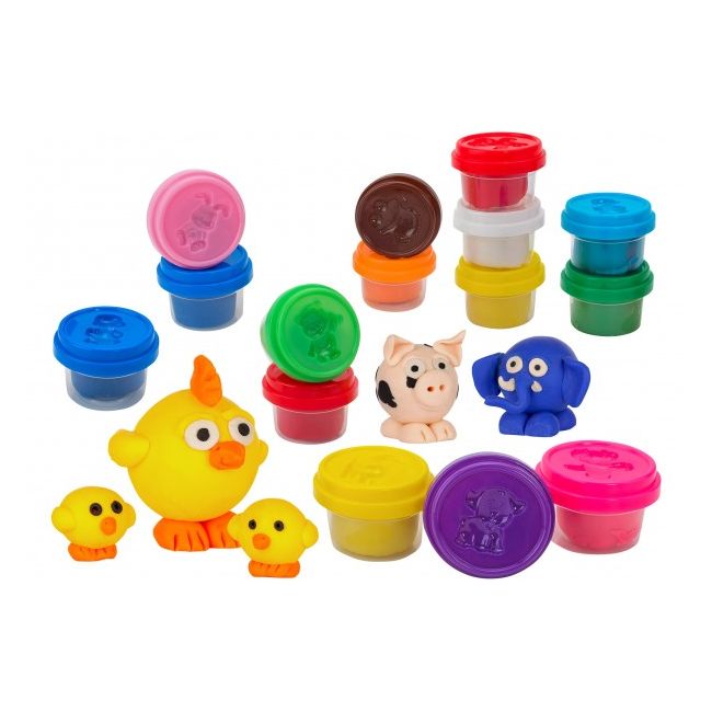 Set 15 borcanele de plastilina cu sabloane forme pe capac Globo  - SOLGL39721