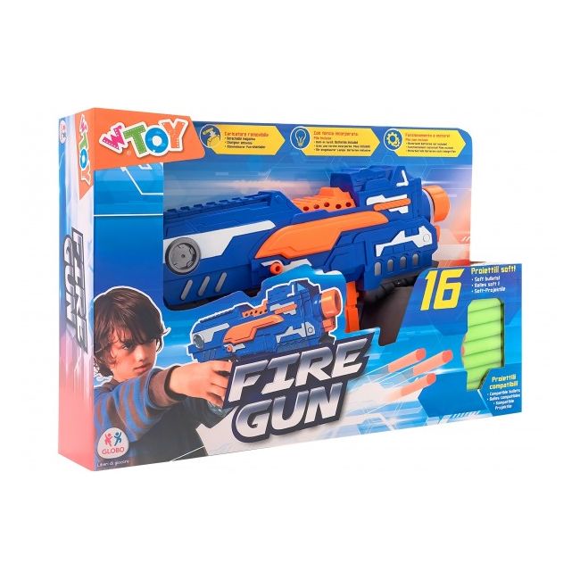Set pistol cu 16 gloante moi pentru copii Globo Wtoy - SOLGL38234
