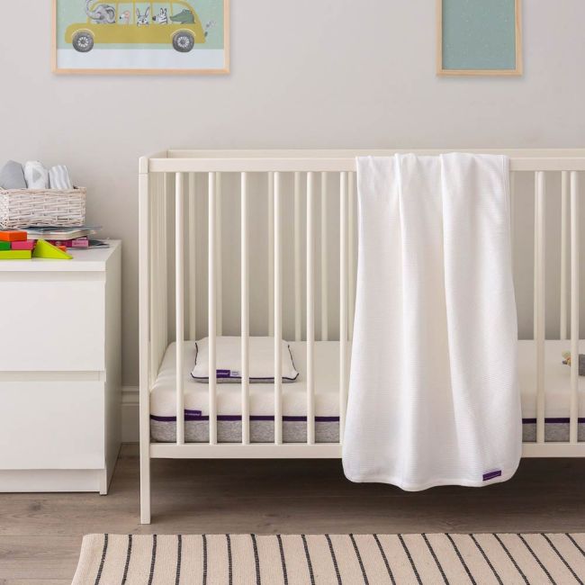 Paturica din bumbac Waffle Weave 120 x 140 cm-  White Clevamama 3465 SUPclvm_3465