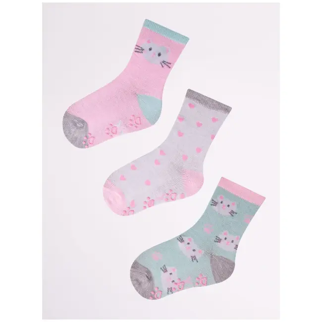 Set de trei perechi de sosete antiderapante pentru fetite - Modele Diverse SKC-3PAK-ABS-G