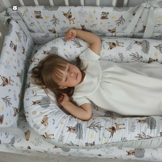 MimiNu - Cosulet bebelus pentru dormit, Baby Nest 105x66 cm, Lulu Rose/Grey BYN6426972004886