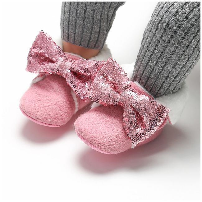 Ghetute roz imblanite cu bentita asortata (Marime Disponibila: 6-9 luni (Marimea 19 incaltaminte)) MBYM31-3-c