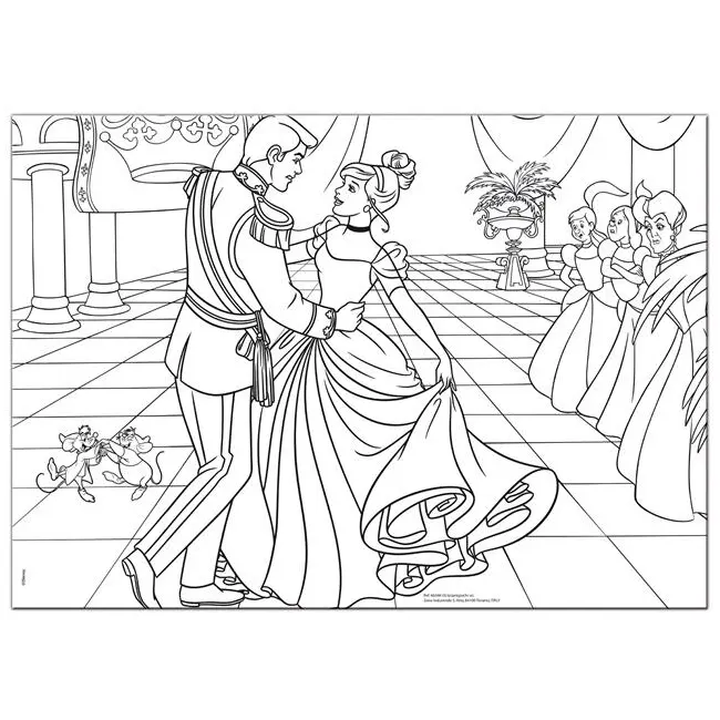 Puzzle de colorat maxi - Cenusareasa la bal (35 piese) EDULS46546