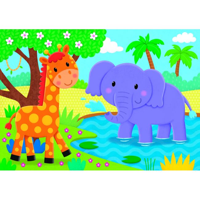 Set 4 puzzle-uri - animalute (2, 3, 4, 5 piese)