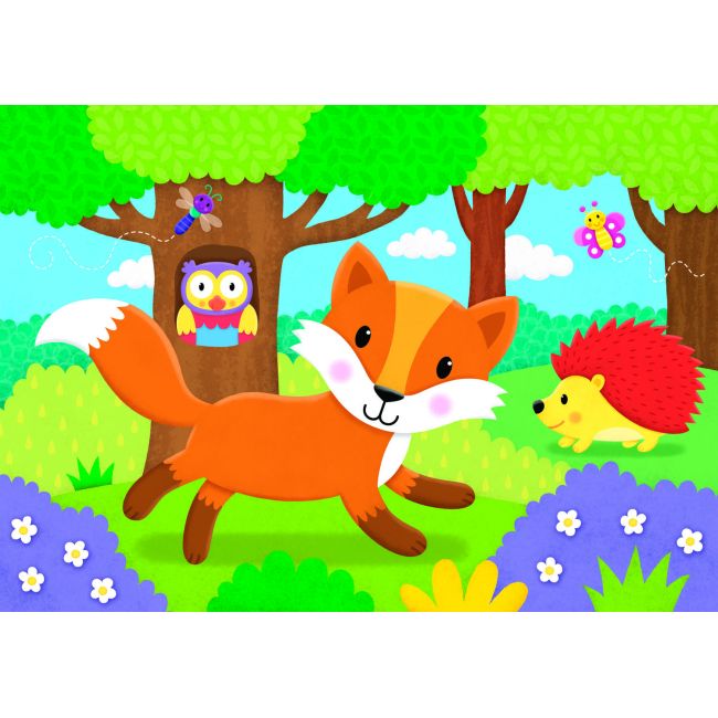Set 4 puzzle-uri - animalute din padure (2, 3, 4, 5 piese)