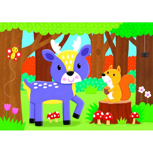 Set 4 puzzle-uri - animalute din padure (2, 3, 4, 5 piese)