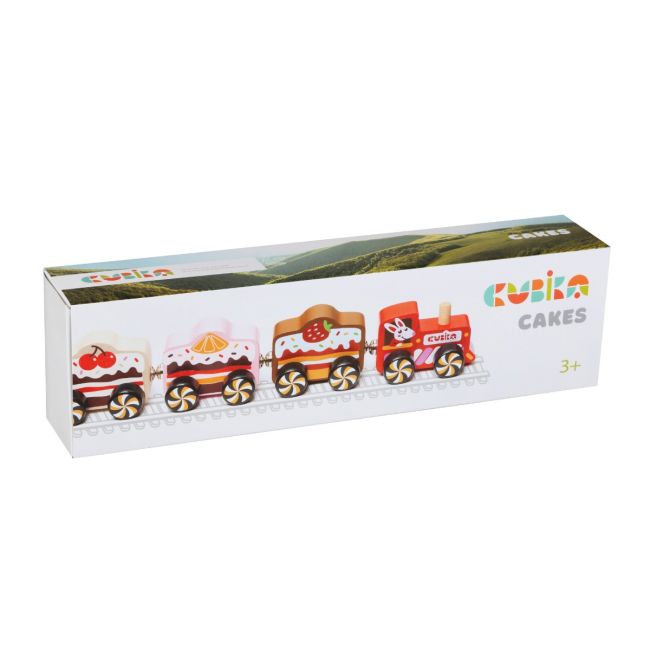 Jucarie din lemn, Cubika, Trenuletul cu prajituri KRT15382