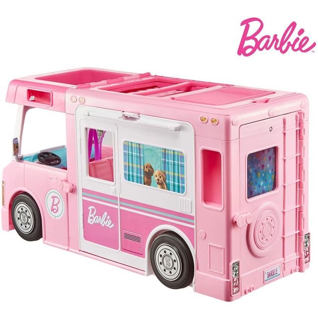 BARBIE 3IN1 RULOTA DE VIS SUPER ACCESORIZATA CU 60 DE PIESE VIVMTGHL93