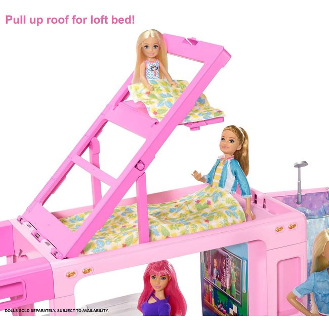 BARBIE 3IN1 RULOTA DE VIS SUPER ACCESORIZATA CU 60 DE PIESE VIVMTGHL93