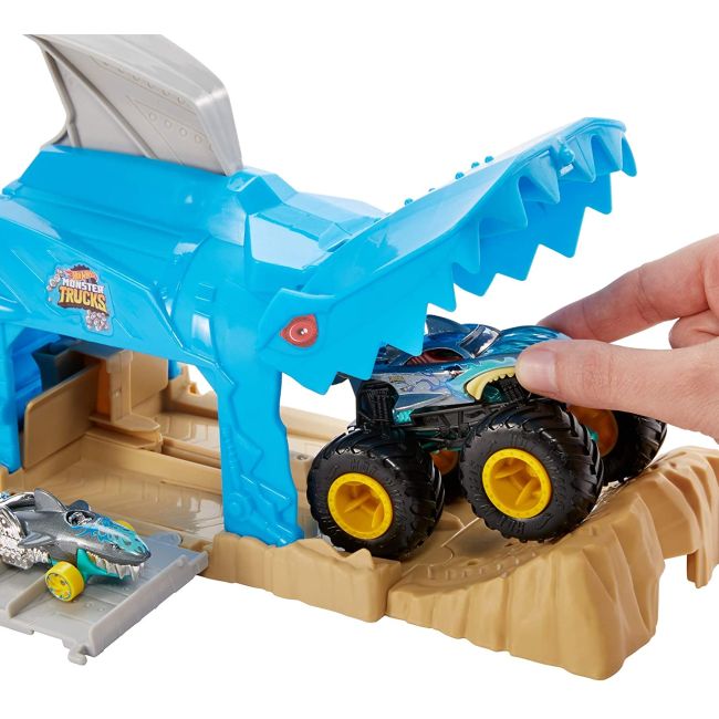 HOT WHEELS LANSATOR MONSTER TRUCK RECHINUL CU DOUA MASINUTE VIVMTGKY01_GKY03