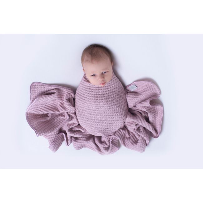 Paturica bebe, tricotata bumbac 72 x 110cm, Puzzle Roz PJB81874