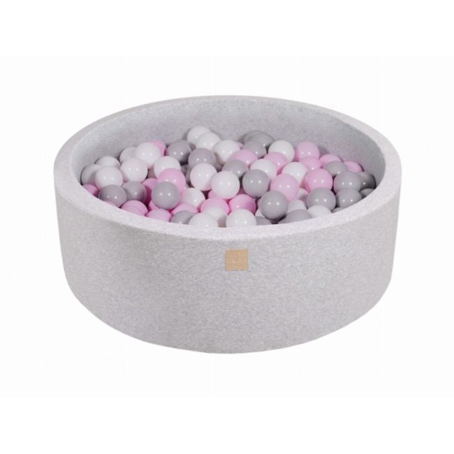 Piscina Uscata Cu 200 De Bile (alb, Gri, Roz Pastel) Meowbaby  , 90x30 Cm, Gri Deschis Pjbmeo033