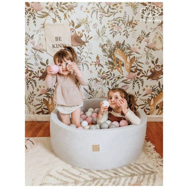 Piscina Uscata Cu 200 De Bile (alb, Gri, Roz Pastel) Meowbaby  , 90x30 Cm, Gri Deschis Pjbmeo033