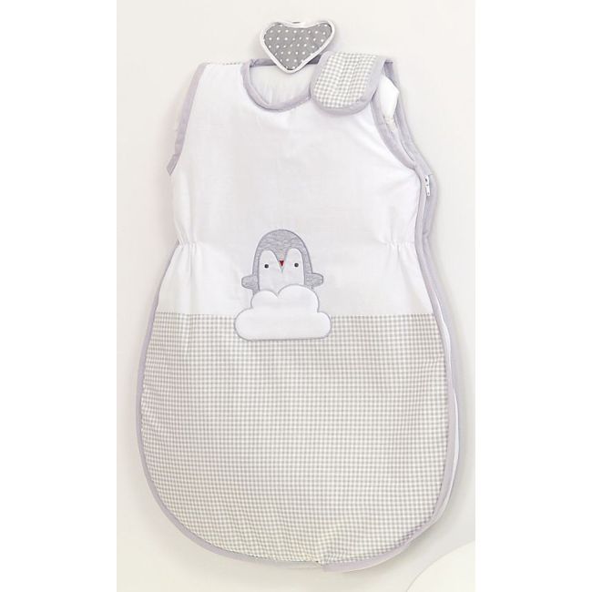 Sac De Dormit Fara Maneci, Broderie Pinguin Bumbac Gri 80 Cm, 74x50 Cm, Amy Pjb62880