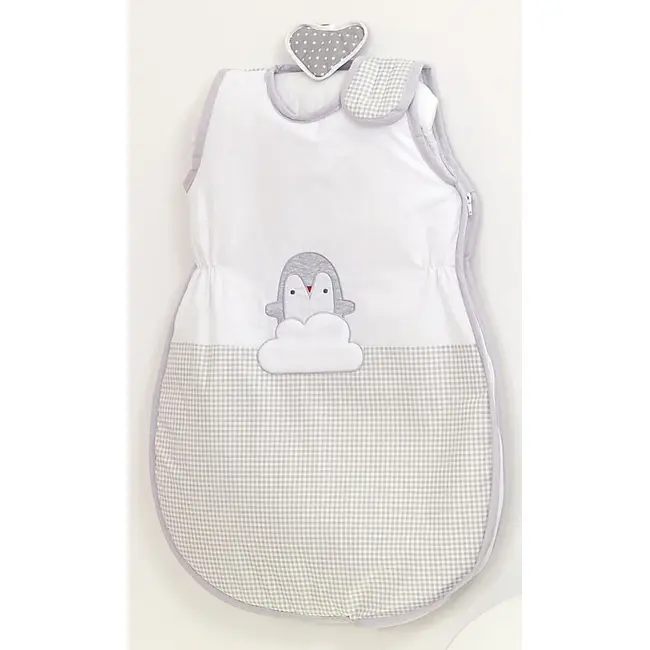 Sac De Dormit Fara Maneci, Broderie Pinguin Bumbac Gri 80 Cm, 3-9 Luni, Amy Pjb62880