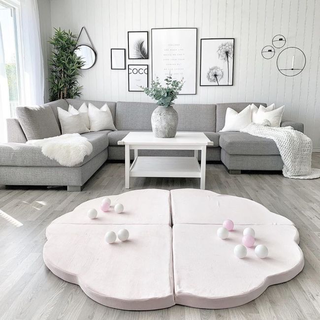 Saltea Norisor Pentru Joaca Din Spuma, Catifea Roz, 160x160cm Pjbmata021
