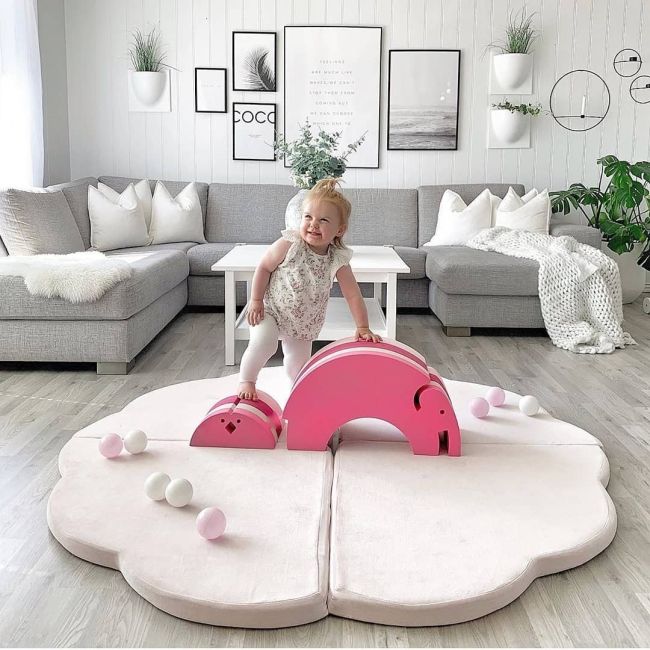 Saltea Norisor Pentru Joaca Din Spuma, Catifea Roz, 160x160cm Pjbmata021
