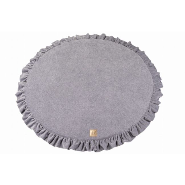 Saltea Rotunda Pentru Joaca Din Spuma, Catifea Gri Cu Volanas, Diametru 100 Cm Pjbmata022