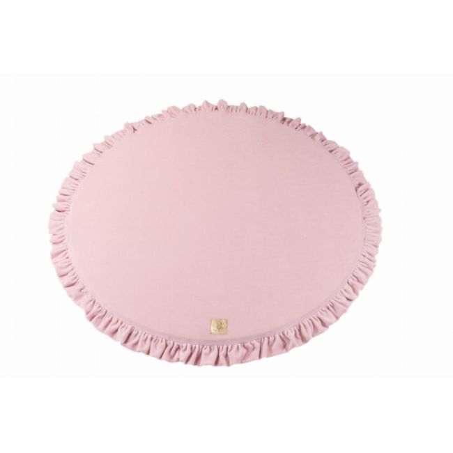 Saltea Rotunda Pentru Joaca Din Spuma, Catifea Roz Cu Volanas, Diametru 100 Cm Pjbmata013